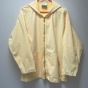 Fresh Produce Jacket yellow gingham Cotton Hooded Full Zip size Medium pockets